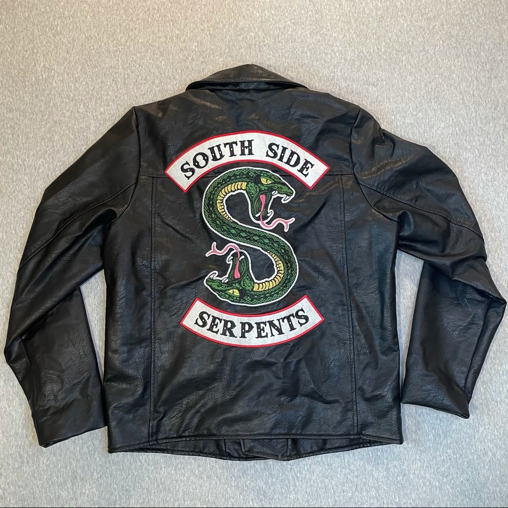 Riverdale South Side Serpents Men’s Leather Long Sleeve Zip Up Jacket Size L